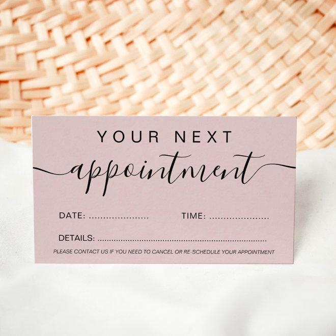 Makeup hair minimalist dusty rose simple appointment card