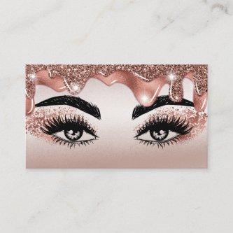 Makeup Lashes Rose Gold Glitter Drips