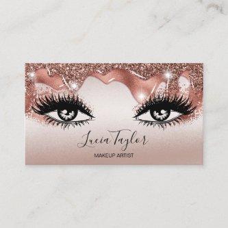 Makeup Lashes Rose Gold Glitter Drips