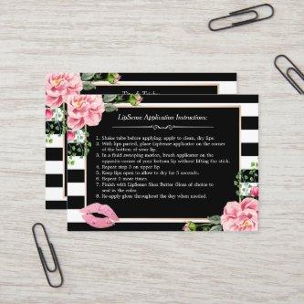 Makeup Lips Instruction Tips - Pink Floral Stripes