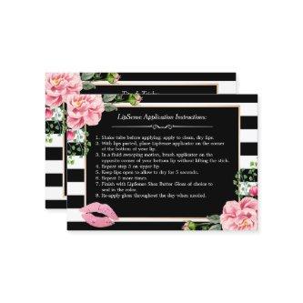 Makeup Lips Instruction Tips - Pink Floral Stripes