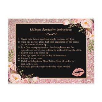 Makeup Lips Instruction Tips | Rose Gold Floral Postcard