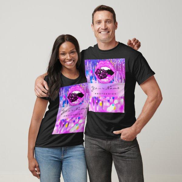 Makeup  Logo Lip Holograph Drip Berry QRCODE LOGO  T-Shirt