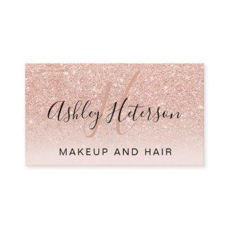 Makeup monogram script rose gold glitter blush
