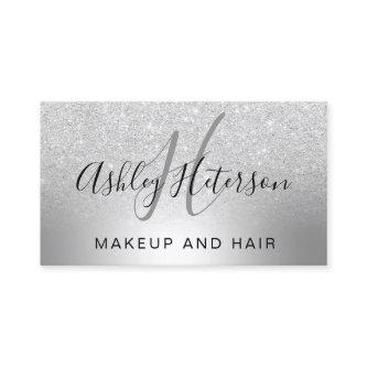Makeup monogram script silver glitter metallic