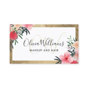 Makeup monogrammed chic gold frame floral script