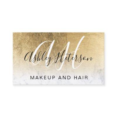 Makeup monogrammed gold foil marble script