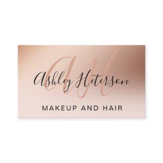 Makeup pink rose gold foil script monogrammed