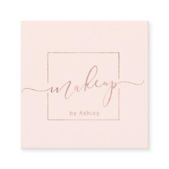 Makeup premade logo modern blush pink minimalist square