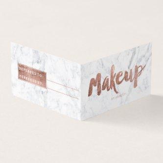 Makeup referral modern rose gold typography marble