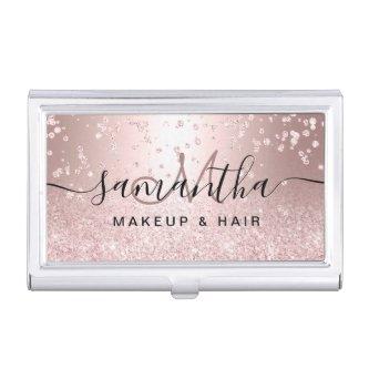 Makeup rose gold glitter metallic sparkle confetti  case
