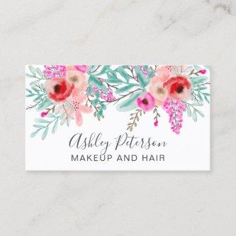 Makeup spring chic mint pink floral watercolor