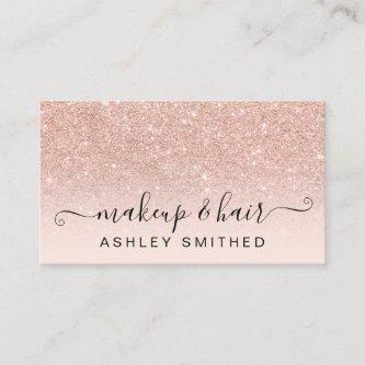 Makeup typography blush rose gold glitter ombre