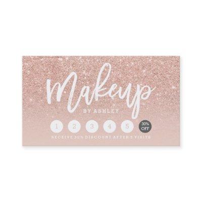 Makeup typography blush rose gold punch card