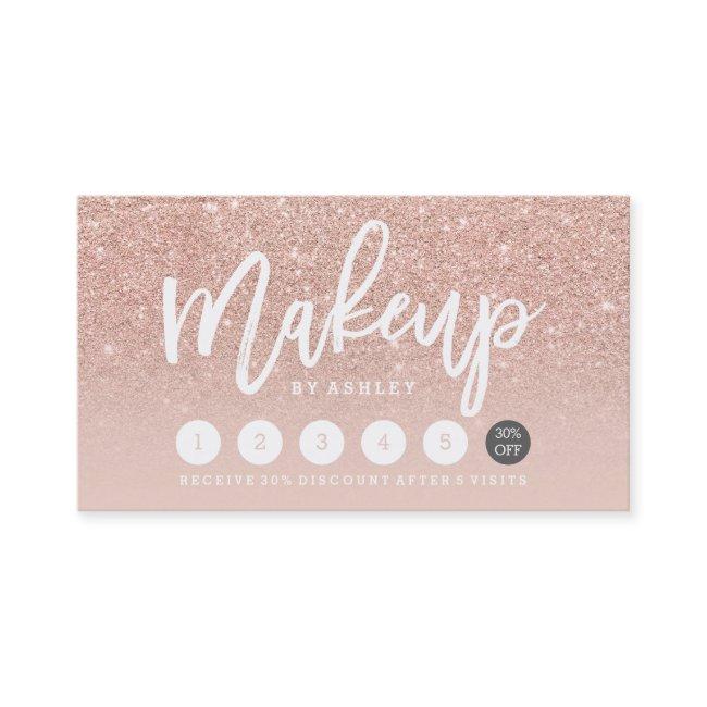 Makeup typography blush rose gold punch card