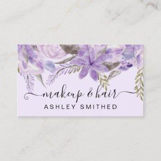 Makeup typography lavender floral watercolor