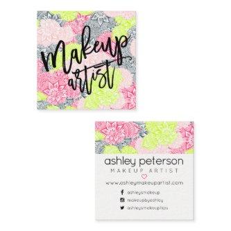 Makeup typography neon floral mandala pink yellow square