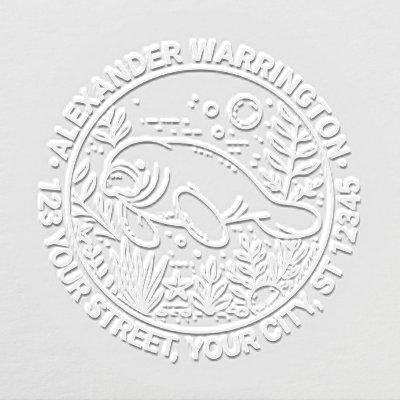 Manatee Swimming Under Water Name Return Address Embosser