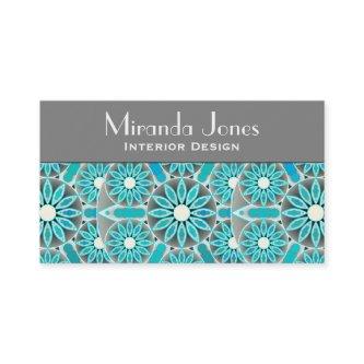 Mandala pattern, turquoise, silver grey and white