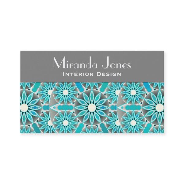 Mandala pattern, turquoise, silver grey and white