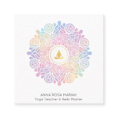 *~* Mandala Women Meditation Energy Pastel Rainbow Square