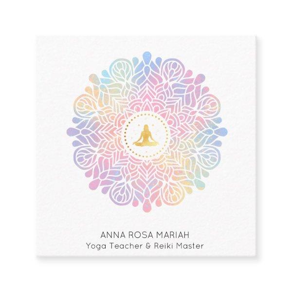 *~* Mandala Women Meditation Energy Pastel Rainbow Square