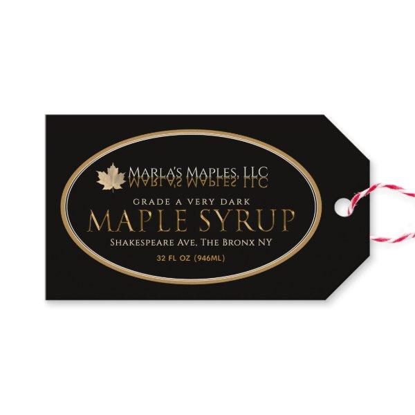 Maple Syrup label Oval Gold leaf on black
