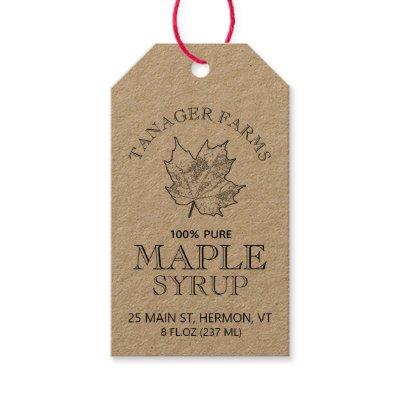 Maple Syrup Nutrition Facts Grade/Season Checklist Gift Tags