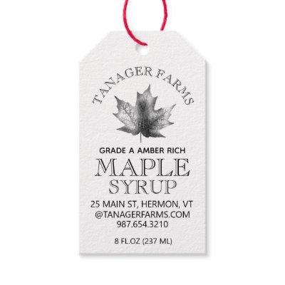 Maple Syrup Nutrition Facts Grade/Season Checklist Gift Tags