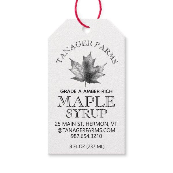 Maple Syrup Nutrition Facts Grade/Season Checklist Gift Tags
