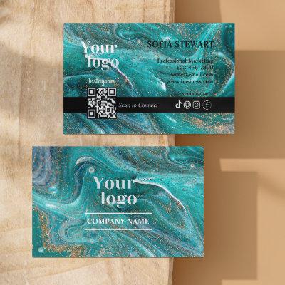 Marble Agate Blue Teal Aqua Instagram Qr Code