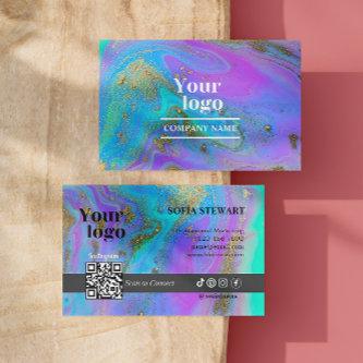 Marble Agate Holographic Instagram Qr Code