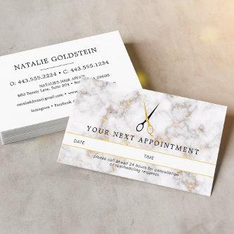 Marble Black Gold Scissors Hair Appointment Card