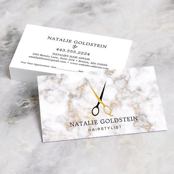 Marble Black Gold Scissors Hairstylist Appointment