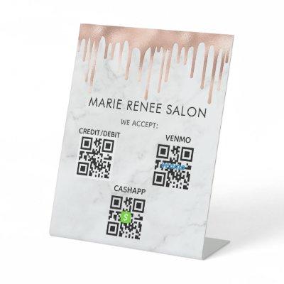 Marble Contactless QR Code Scan to Pay Pedestal Sign