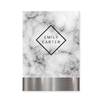 Marble Diamond Border Silver Metallic Trim