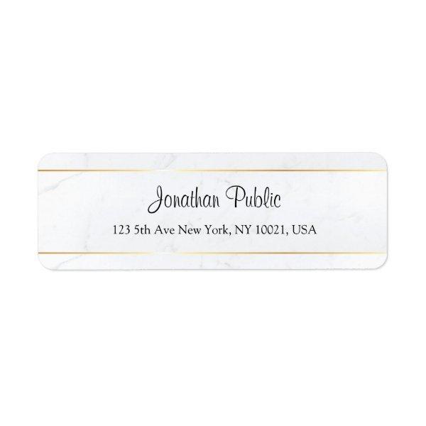 Marble Faux Gold Handwritten Script Personalized Label