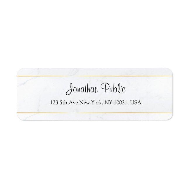Marble Faux Gold Handwritten Script Personalized Label