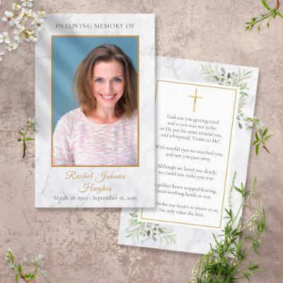 Marble Foliage Funeral Memorial Photo Prayer Cards