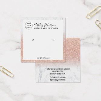 Marble logo rose gold glitter stud earring display