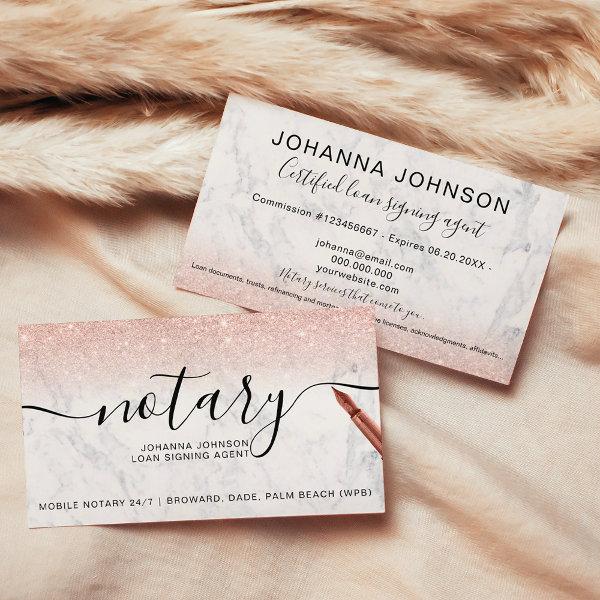 Marble Notary loan typography rose gold glitter