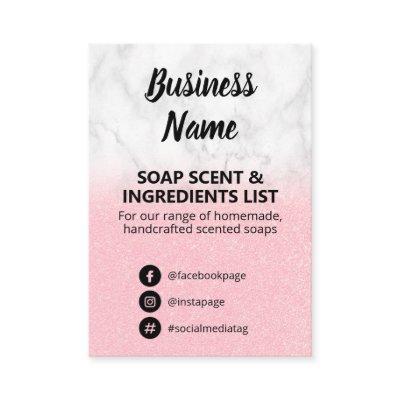 Marble & Pink Glitter Soap Scent Ingredients List