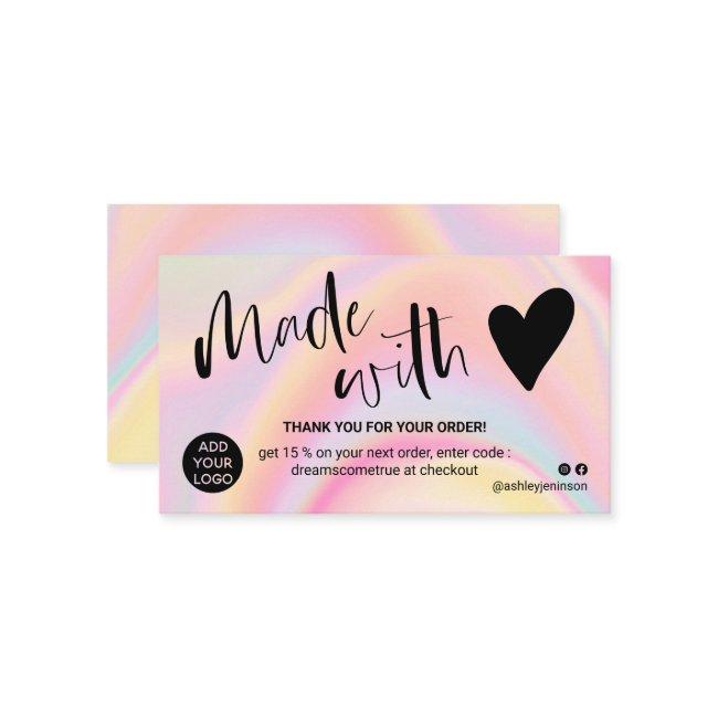 Marble pink thank you made with love