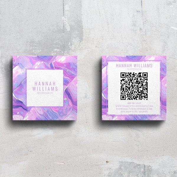Marble Purple Pink Agate QR Code Girly Trendy Square