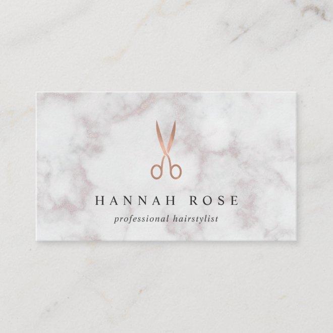 Marble & Rose Gold Scissors Logo Hairstylist