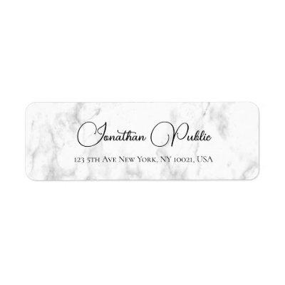 Marble Script Typography Template Return Address Label