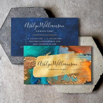 Marble watercolor gold turquoise modern script