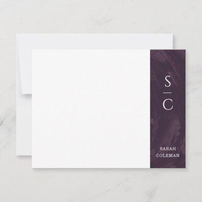 Marbled Band Stationery Note Card - Purple