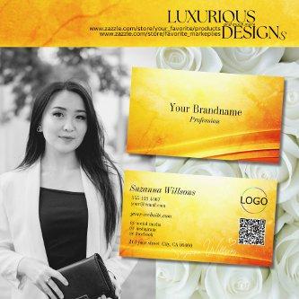 Marbled Yellow Orange Curved Decor Logo QR Code