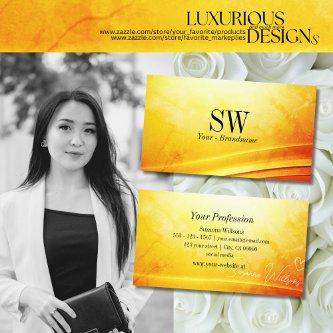 Marbled Yellow Orange Curved Decor with Monogram
